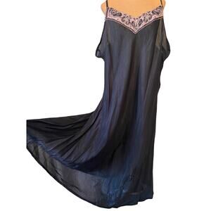 90s Phool black semi sheer dress midi plus size loungewear casual Summer boho